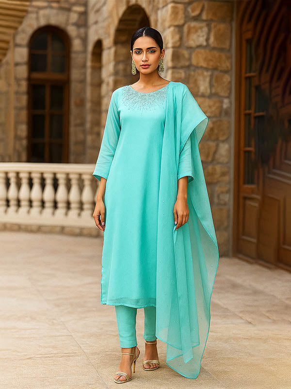 Aqua Tussel Silk 3 piece