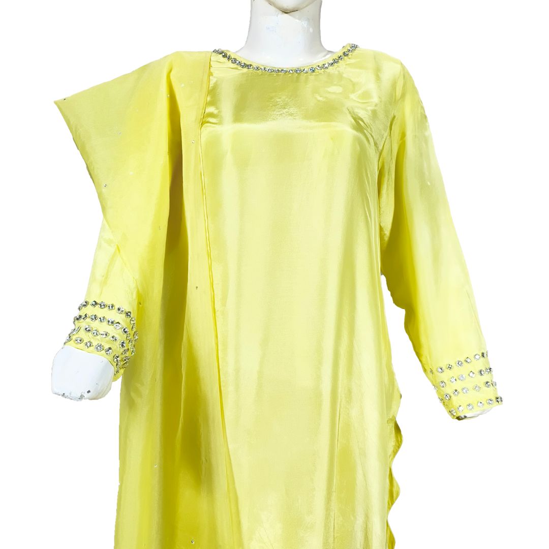 Butter Yellow Tussel silk 3 piece