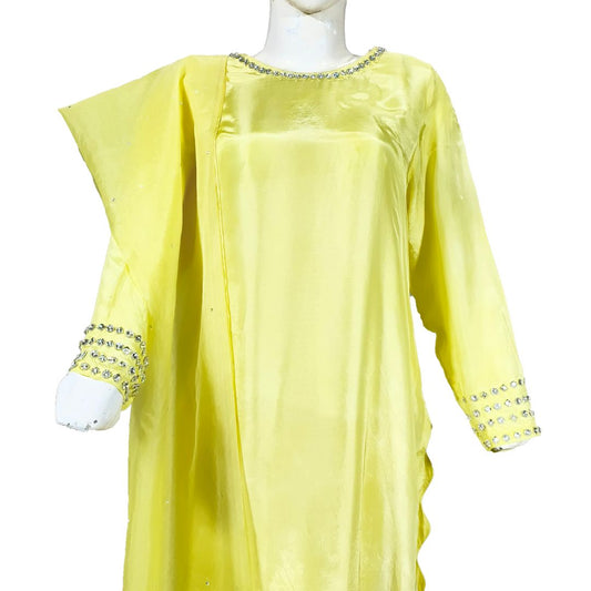 Butter Yellow Tussel silk 3 piece
