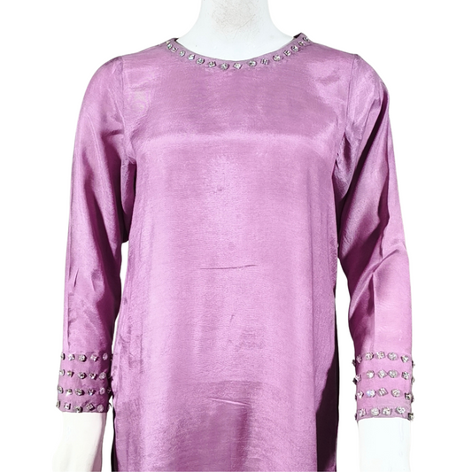 Lavender Whirl Luxury Lawn Silk 3 piece